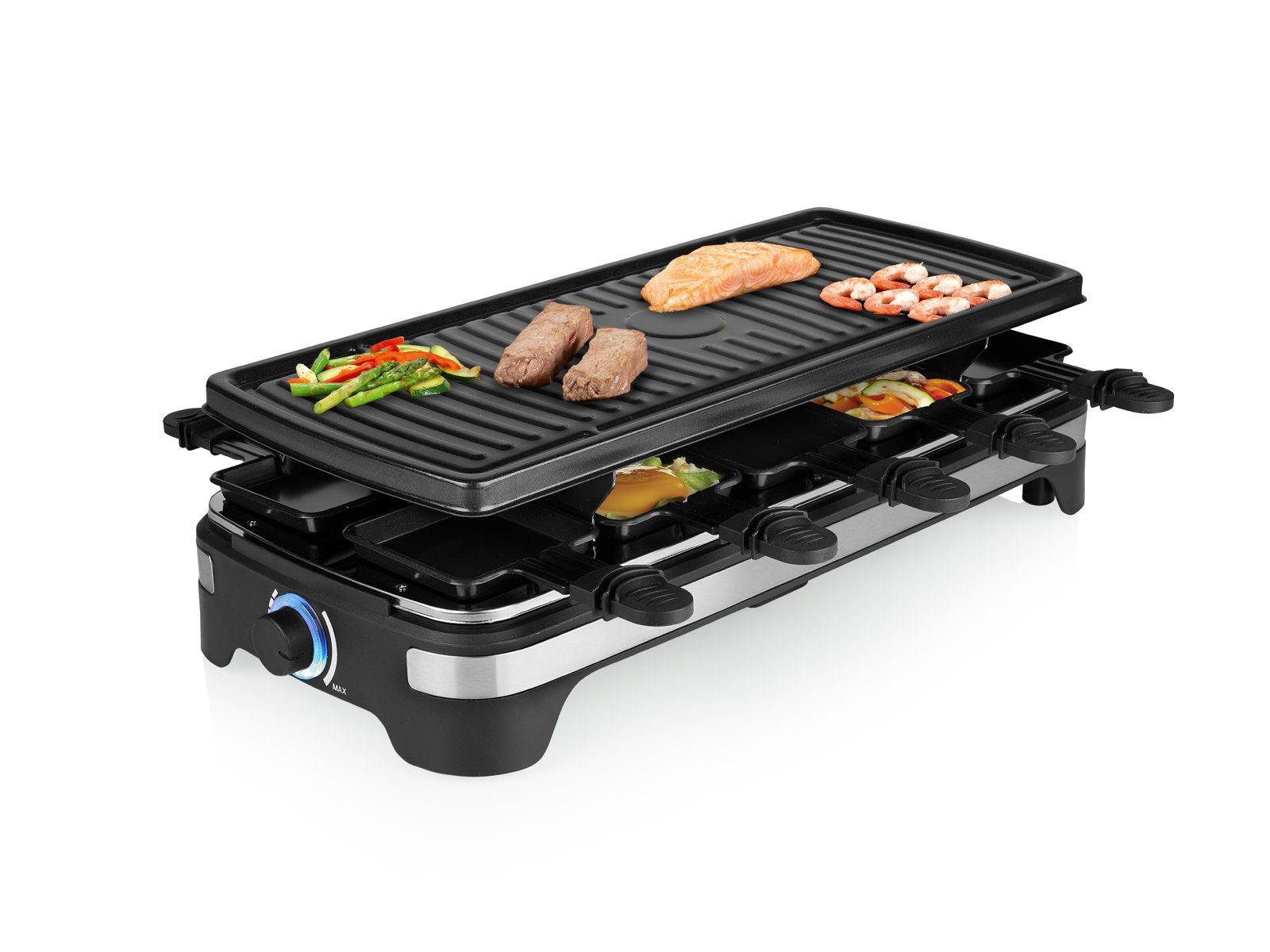 PRINCESS Raclette, Gerät Tischgrill 2-10 Personen geriffelte Grillplatte Camping geeignet
