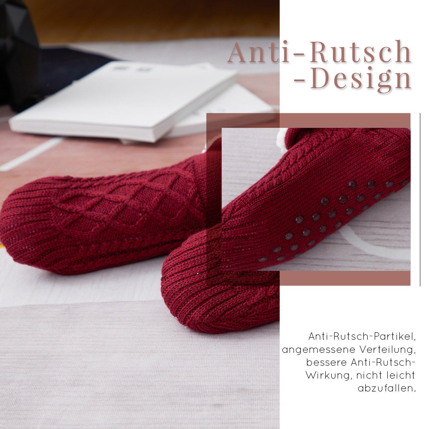 TOPMELON Haussocken Kuschelsocken Socken Stoppersocken Plüsch Hausschuhe
