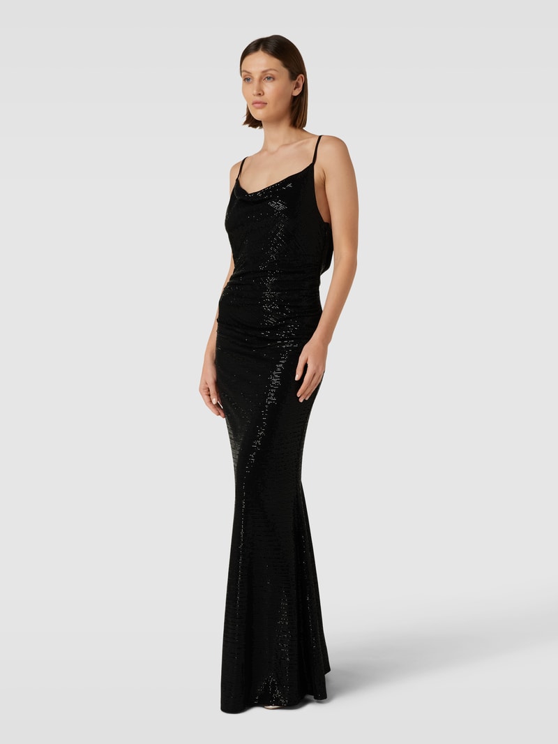 Abendkleid mit Allover-Paillettenbesatz in black
