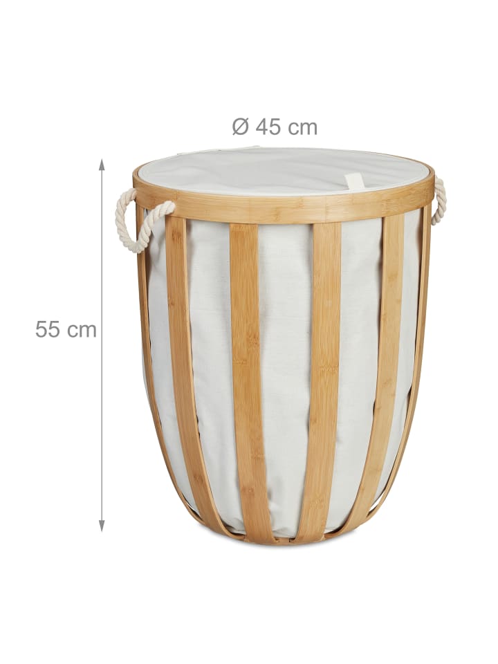 relaxdays Wäschekorb in Natur/ Beige - (H)55 x Ø 45 cm günstig kaufen onesize