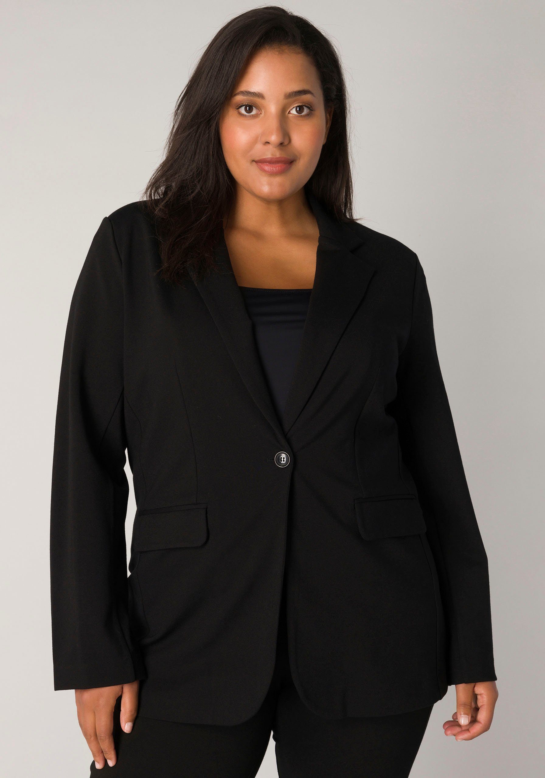 Base Level Curvy Jerseyblazer mit Taschenklappen