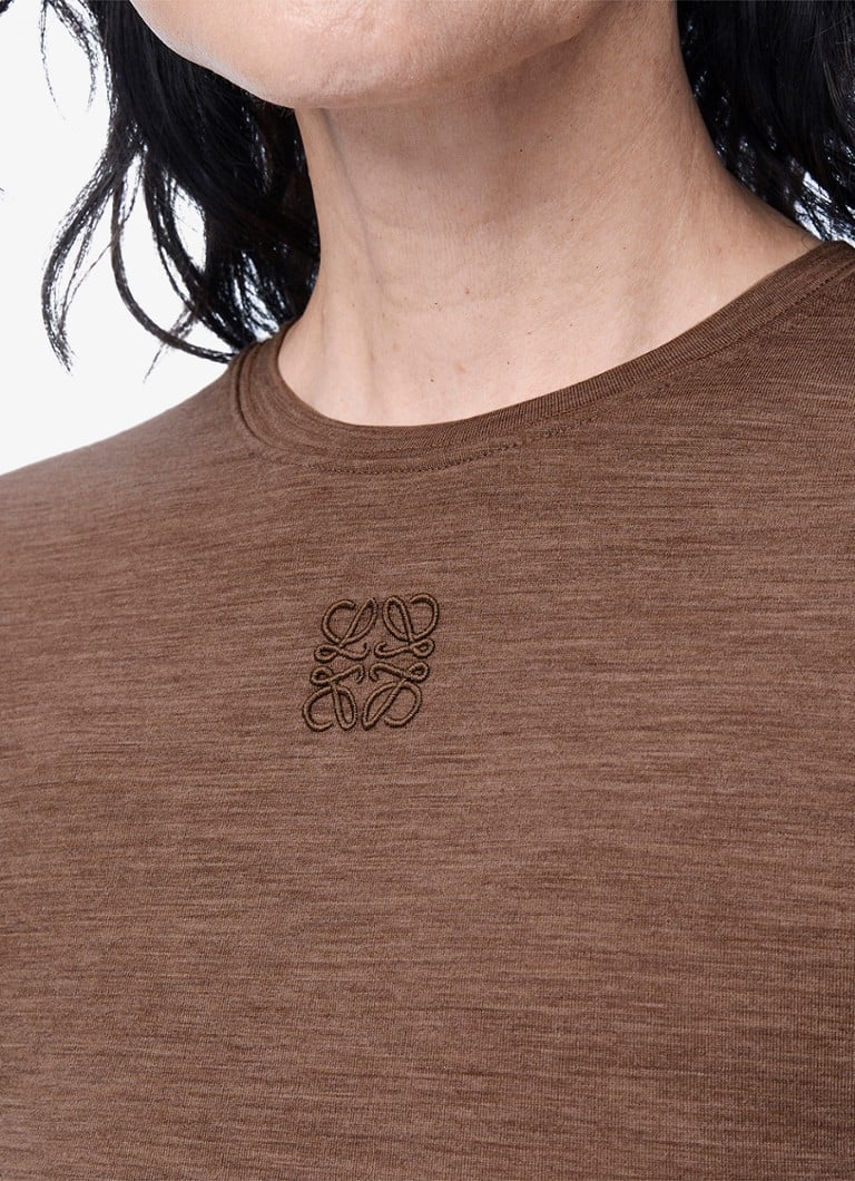LOEWE Wool long-sleeved shirt with logo embroidery