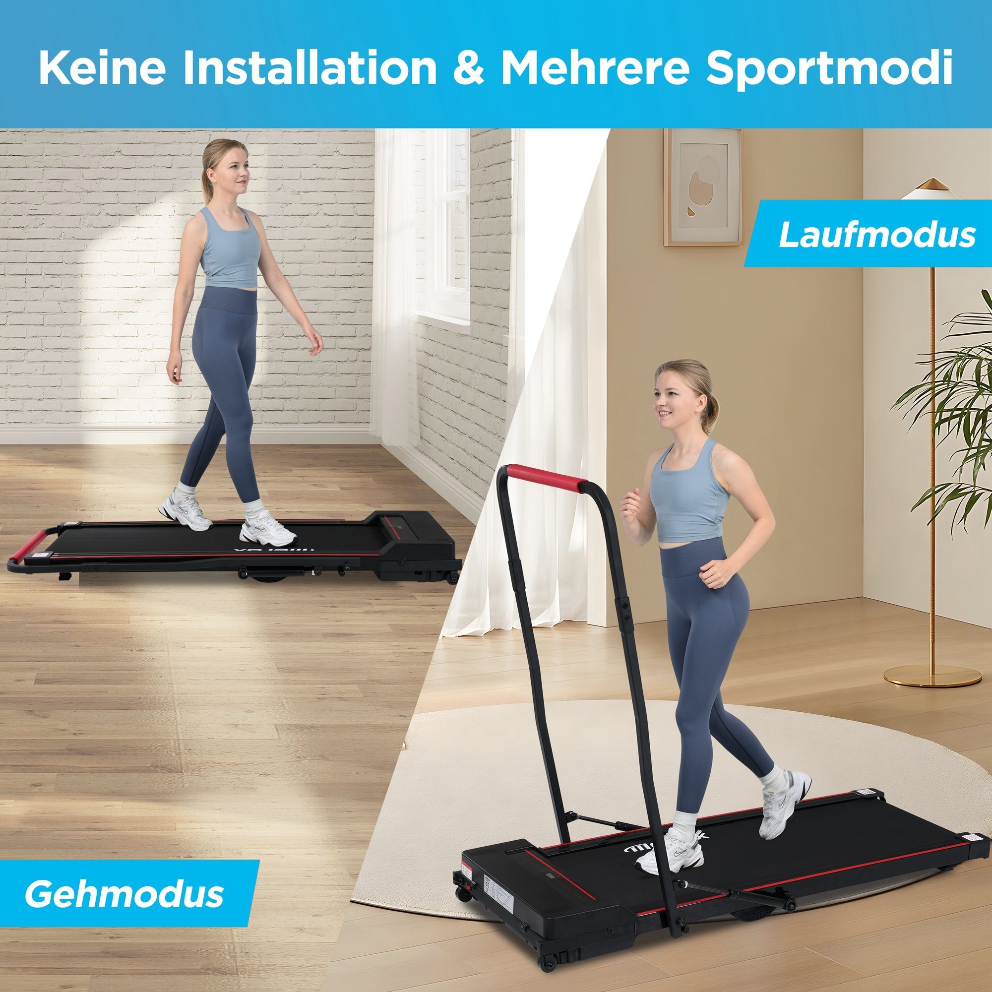 Merax Laufband, Klappbar, bis 12 km/h, Walking jogging Pad, mit Fernbedienung