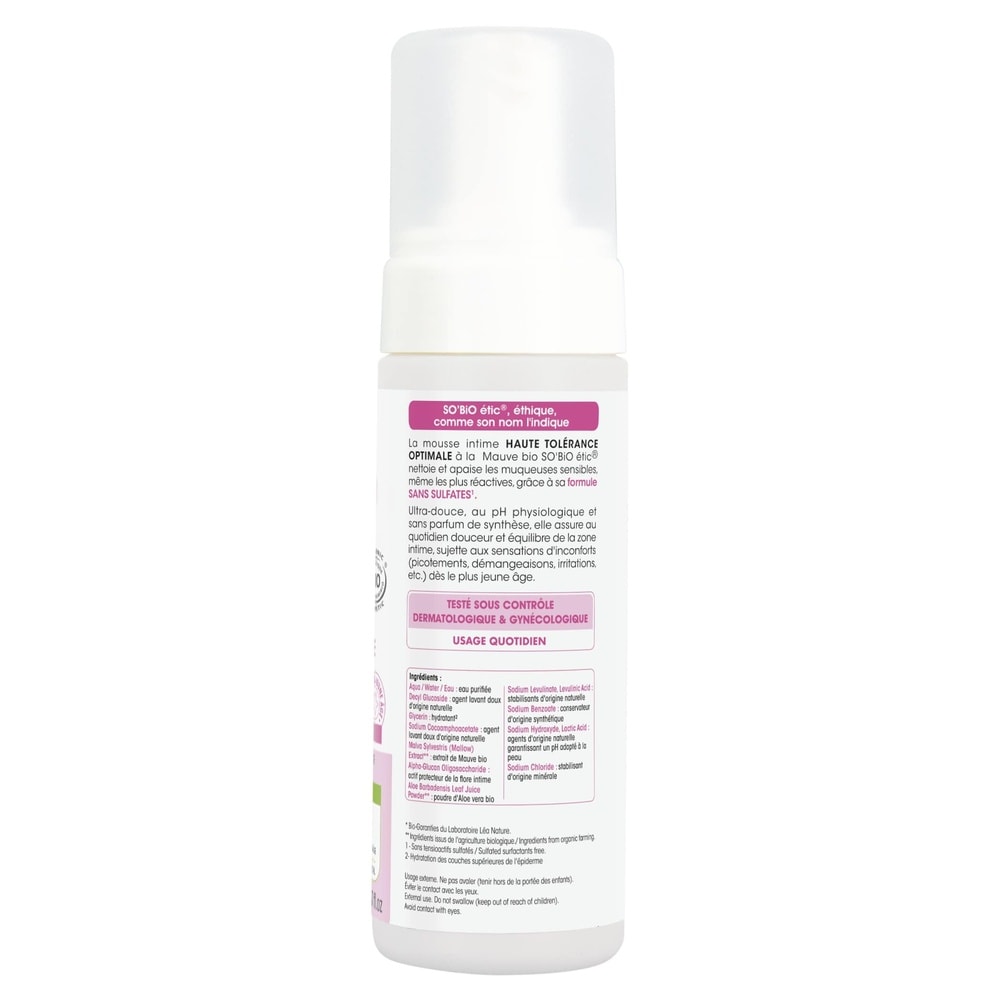 LÉA NATURE SO BiO étic Mousse intime, haute tolérance optimale, mauve bio, apaise Mousse intime