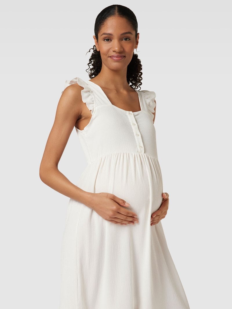 Umstands-Kleid mit kurzer Knopfleiste in weiß