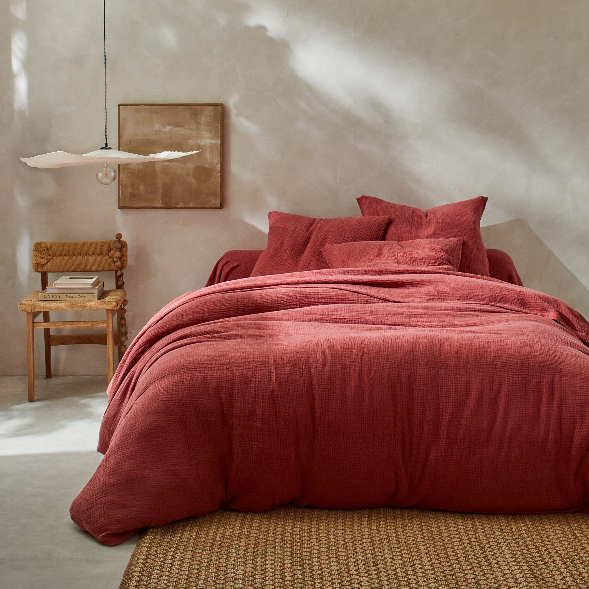 Linge de lit uni en triple gaze de coton