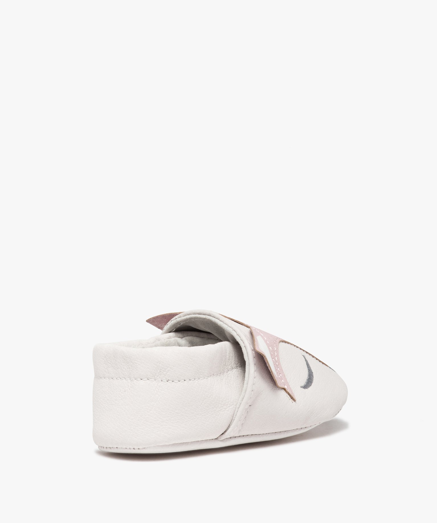 Chaussons de naissance bébé en cuir motifs animaux rose | GEMO