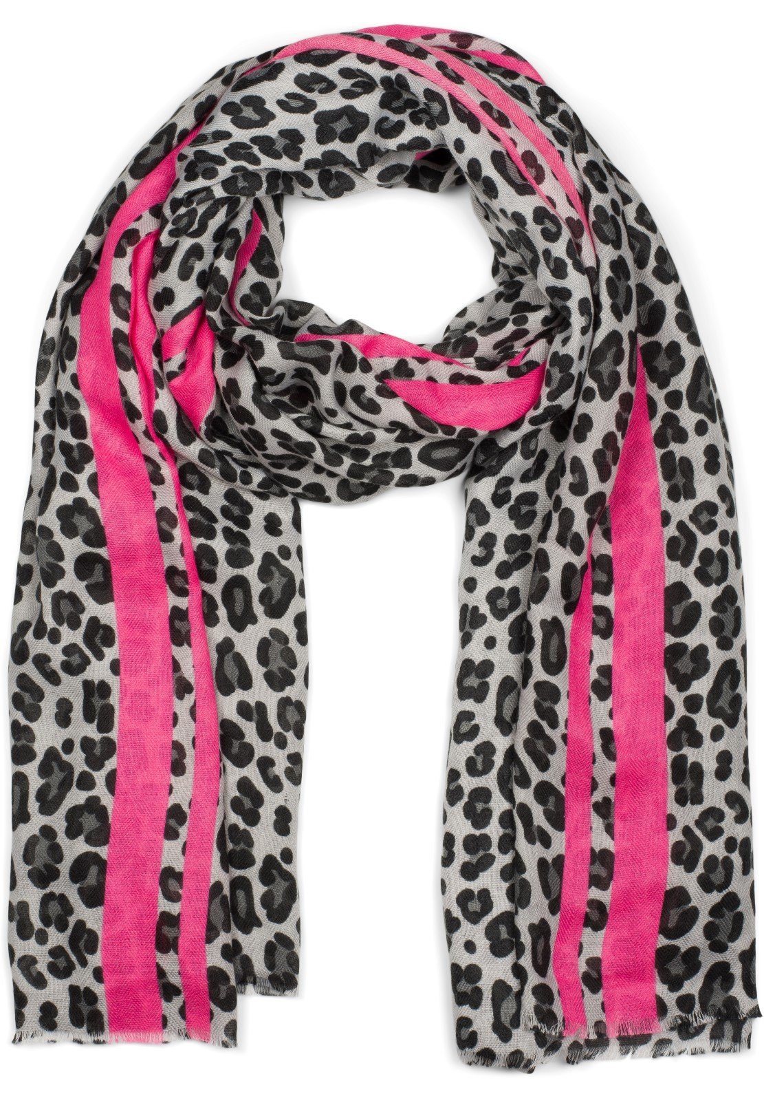 styleBREAKER Modeschal, (1-St), Weicher Schal mit Leoparden Print und Streifen