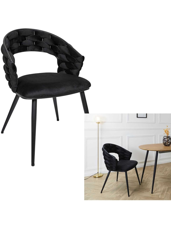 Rétro Chic Esszimmerstuhl ''Sawyer'' in Schwarz - (B)63 x (H)83 x (T)54 cm günstig kaufen onesize