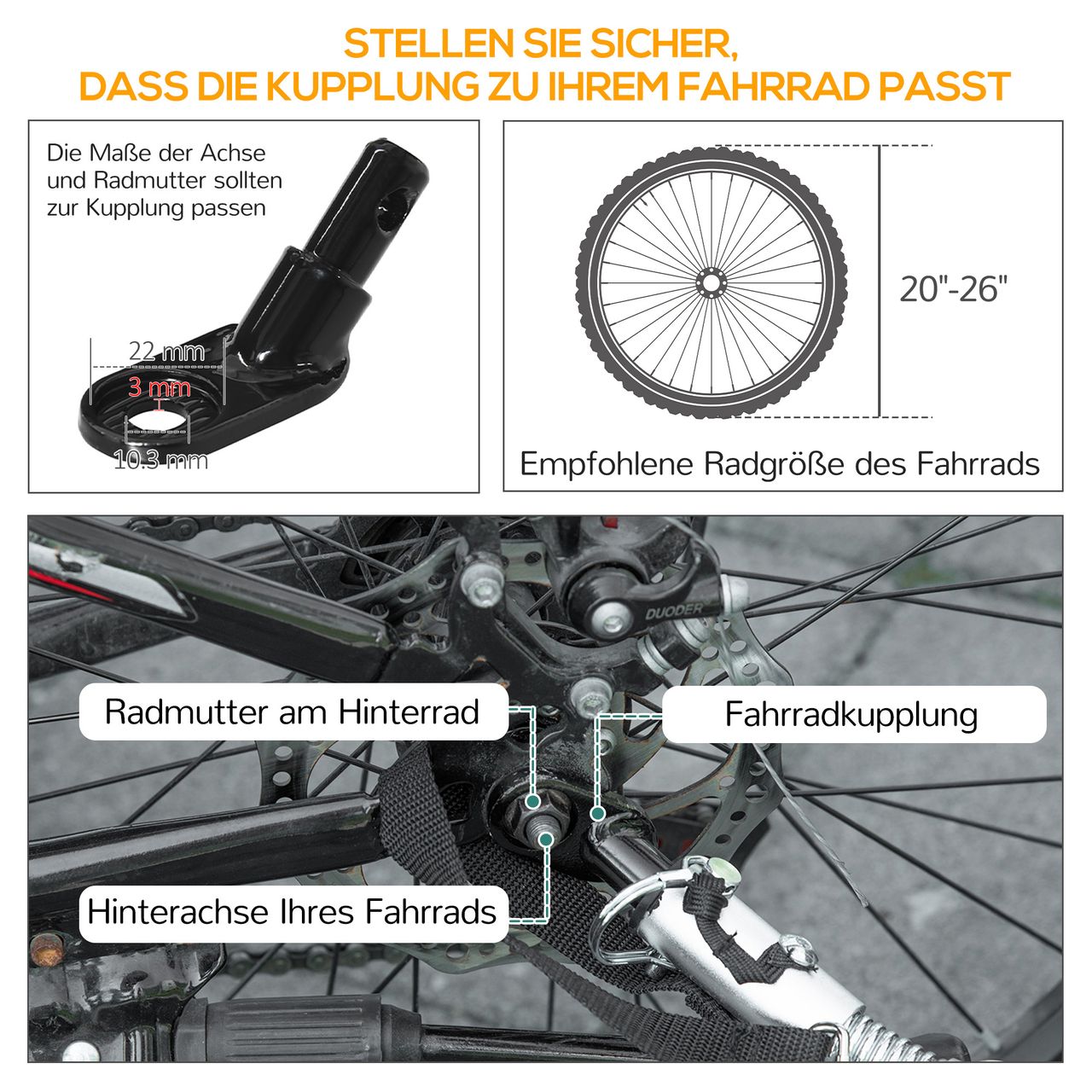 HOMCOM Fahrradanhänger Lastenanhänger für Fahrrad 40kg Belastbarkeit