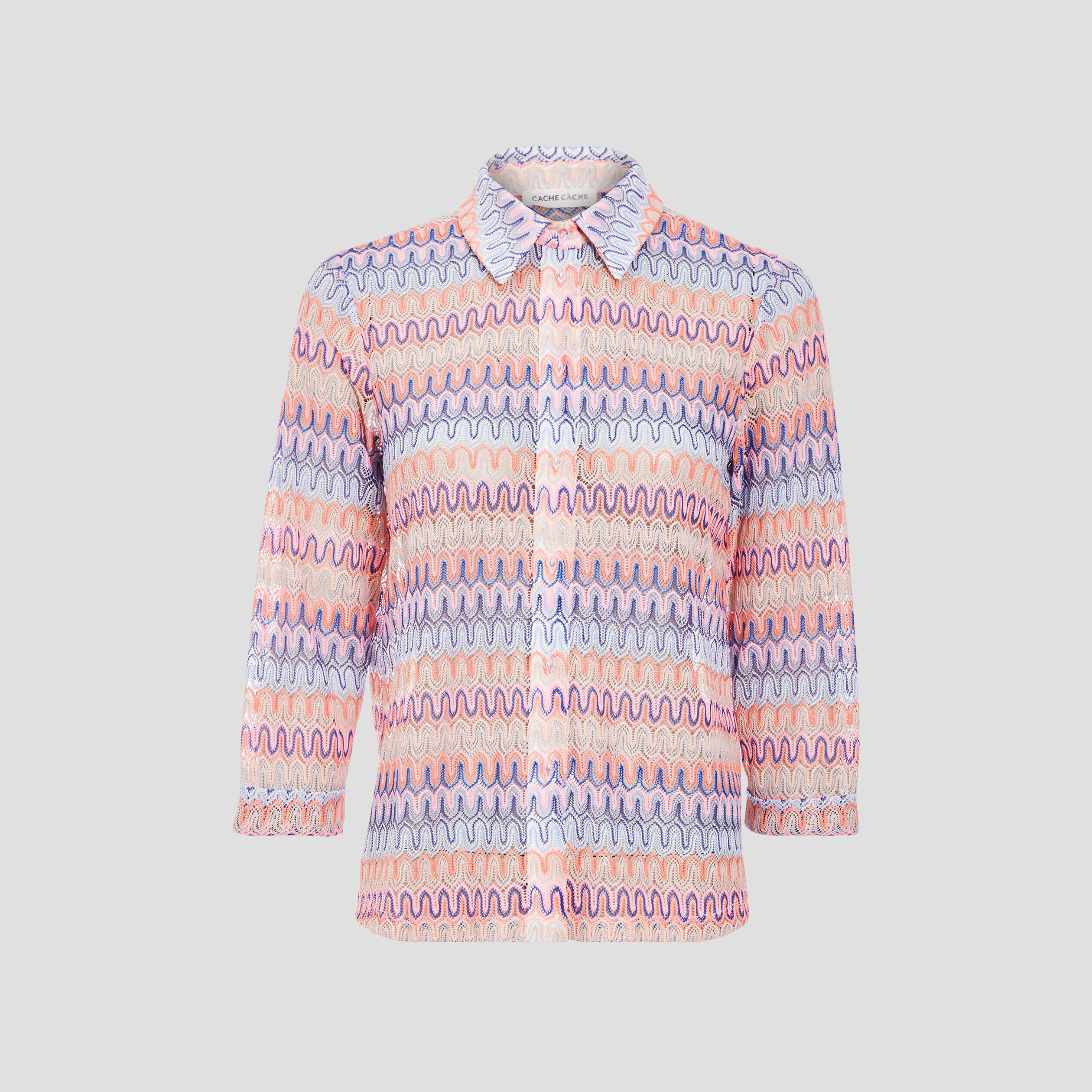 Chemise manches 3/4 crochet multicolore femme | Cache Cache