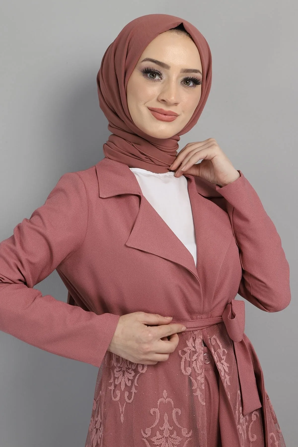 Modamihram  Spitzenanzug Dusty Rose 8543