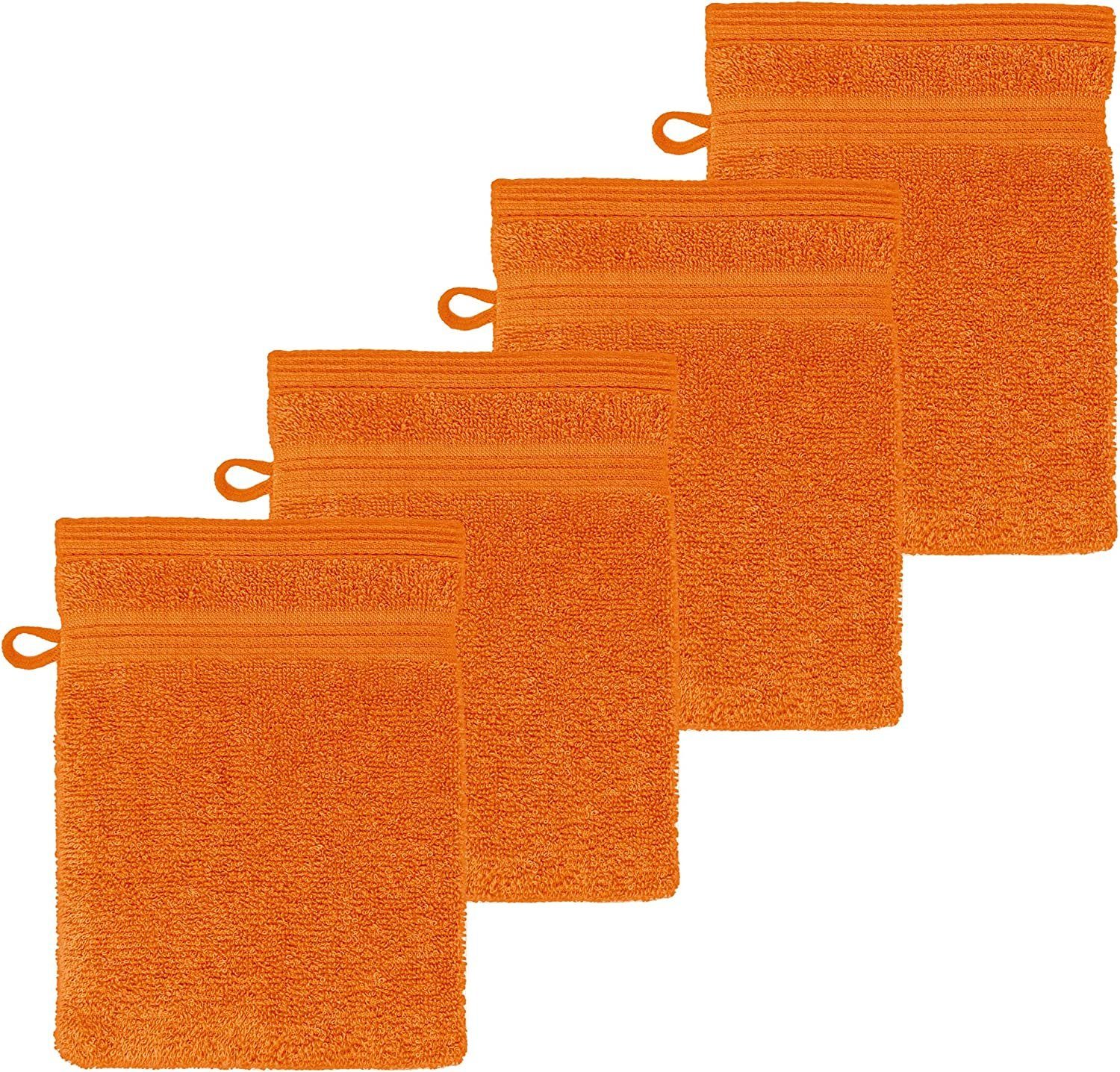Lashuma Waschhandschuh London (4-tlg), Einfarbige Waschtücher 16x21 cm orange