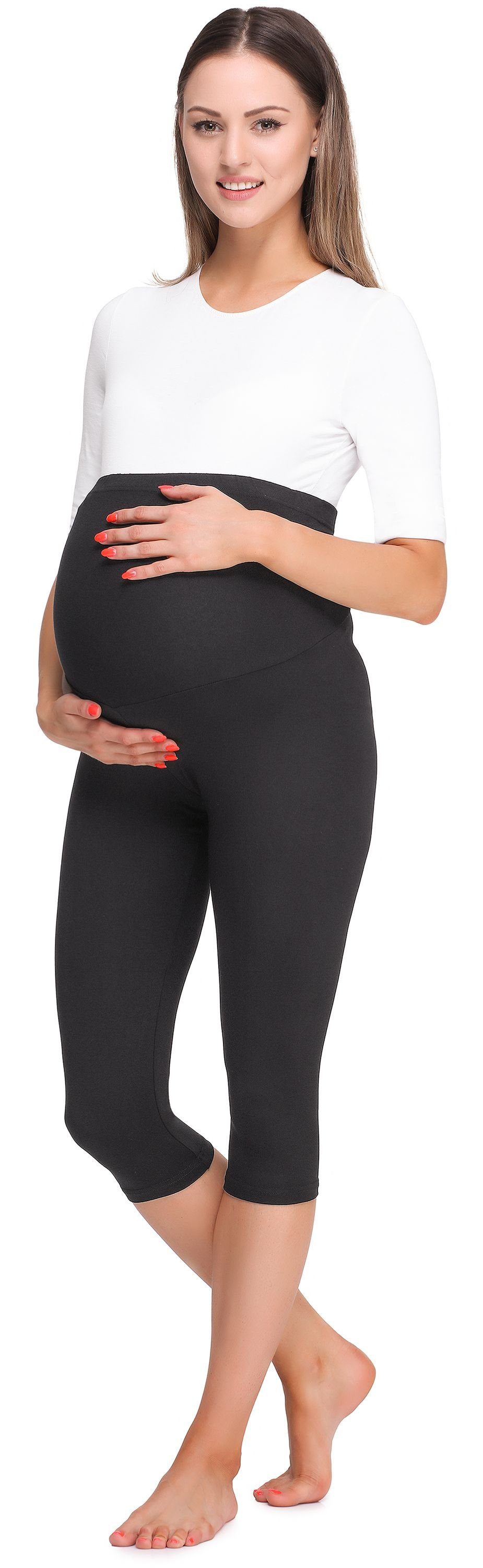 Be Mammy Umstandsleggings Damen 3/4 Umstandsleggings BE20-258 (1-tlg) elastischer Bund
