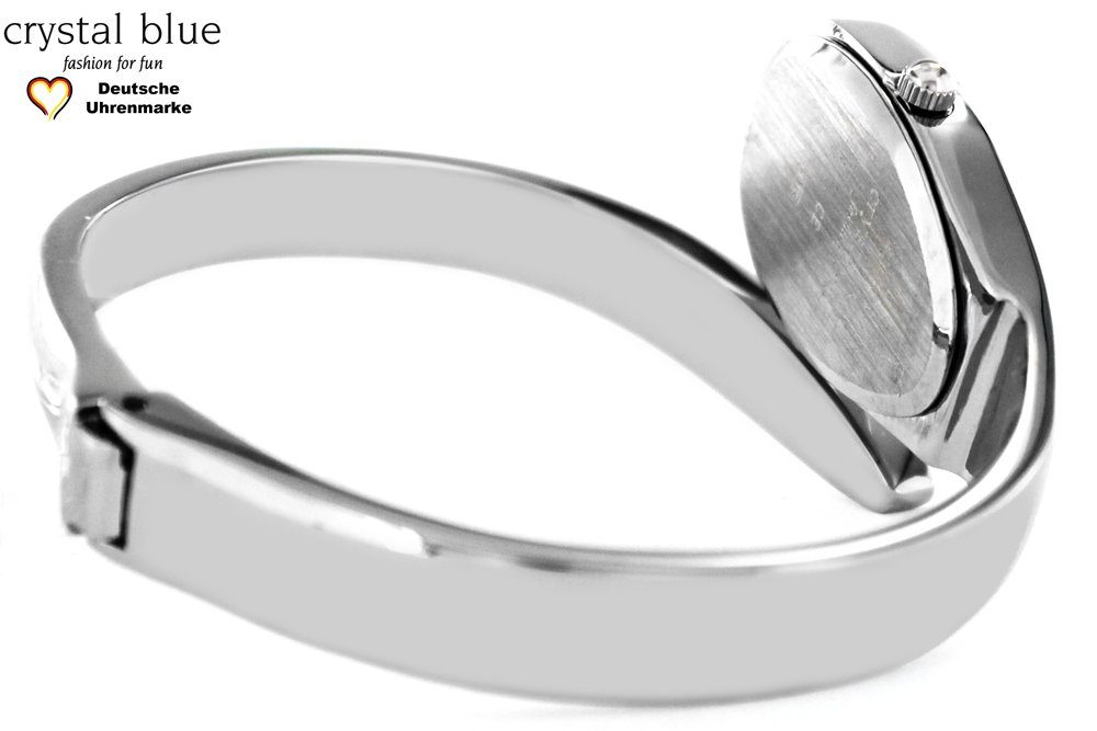 crystal blue Quarzuhr Damen Spangenuhr silber analog, Gratis Versand