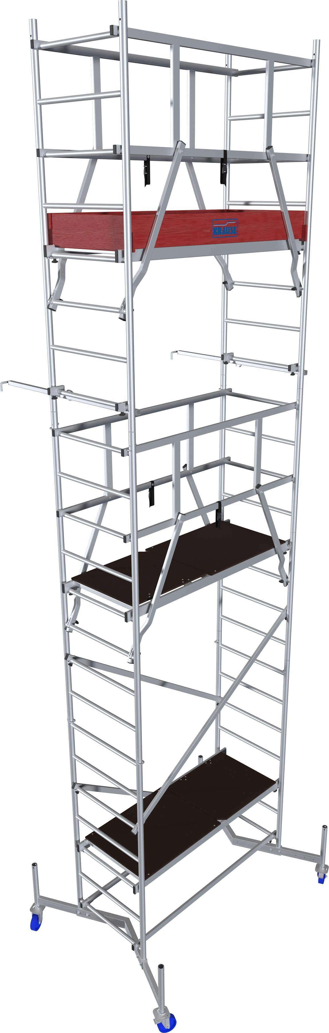 KRAUSE Arbeitsgerüst ClimTec System, (Set), Komplettgerüst, inkl. 1 Aufstockung, 2 Aufstockung und Fahrrollensatz