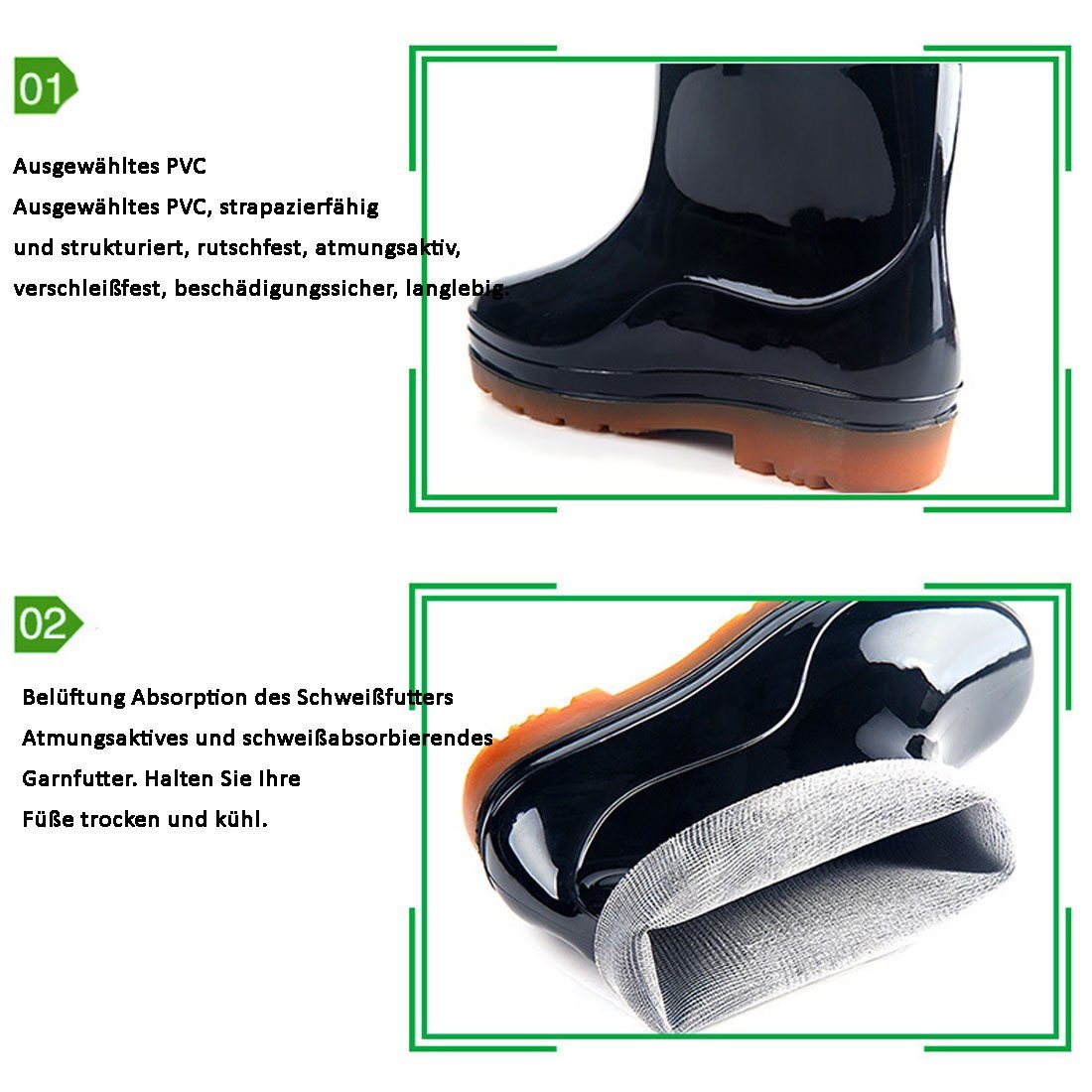 DÖRÖY Niedrige Regenstiefel für Männer, rutschfeste Regenschuhe,Wasserschuhe Gummistiefel
