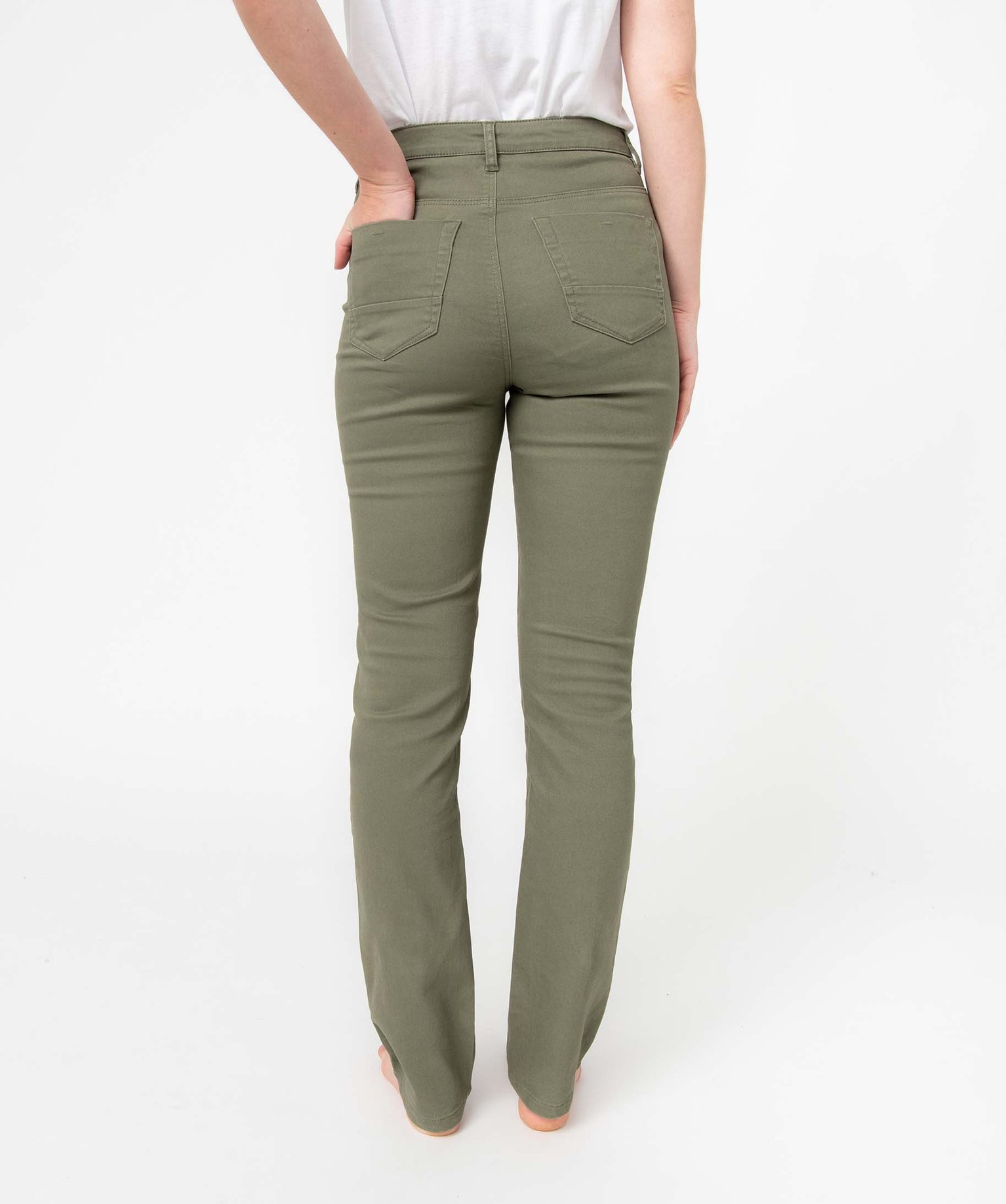 Pantalon femme coupe Regular taille normale kaki | GEMO
