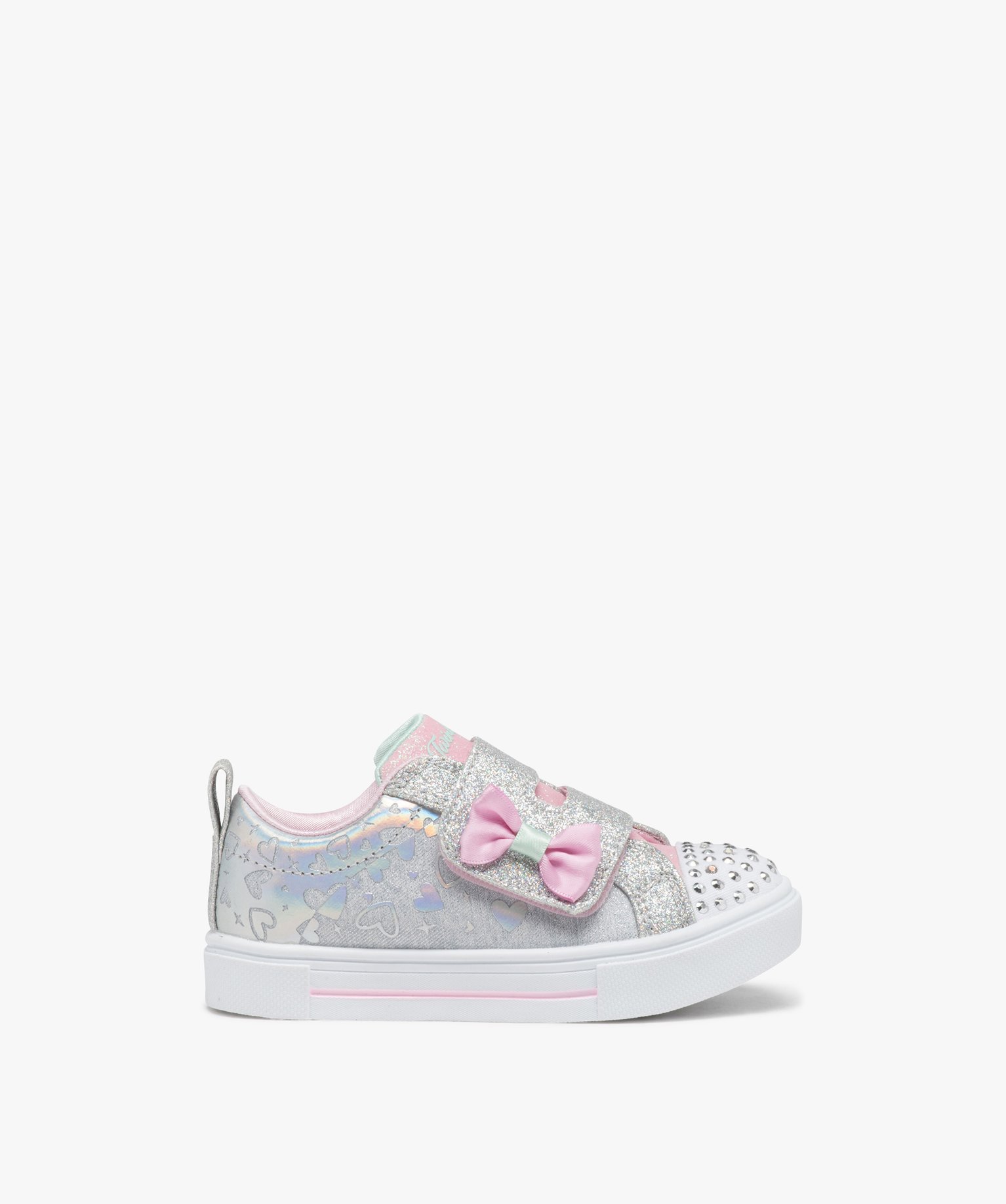 Baskets fille à paillettes avec bout lumineux - Skechers gris | GEMO