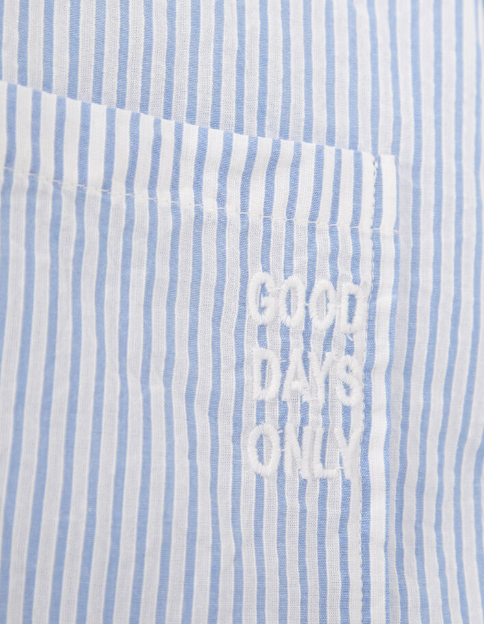 Chemise blanc cassé à rayures bleues fille