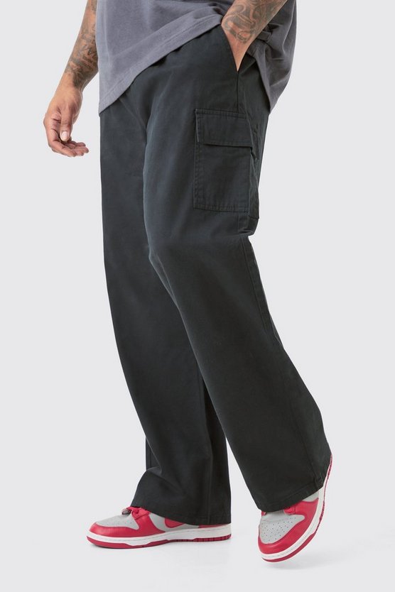 Plus lockere Twill-Cargohose mit elastischem Bund