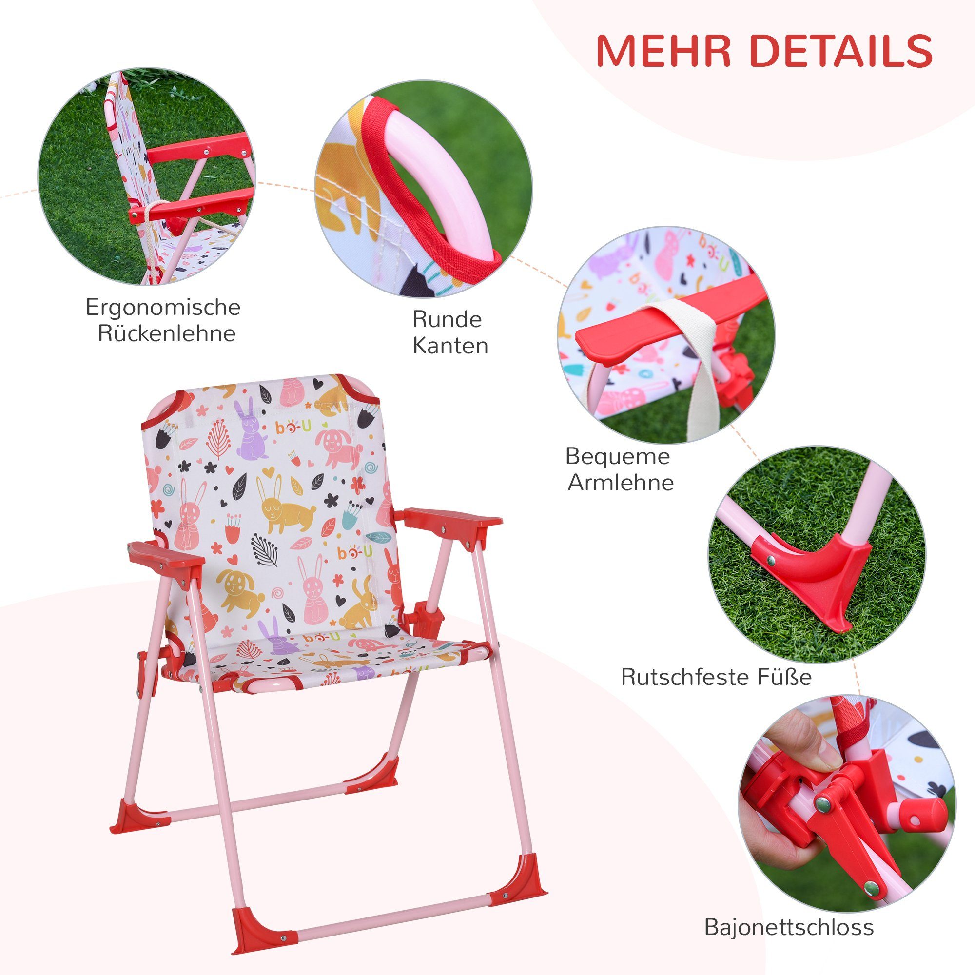 Outsunny Kindersitzgruppe Kinder Gartenset mit Sonnenschirm