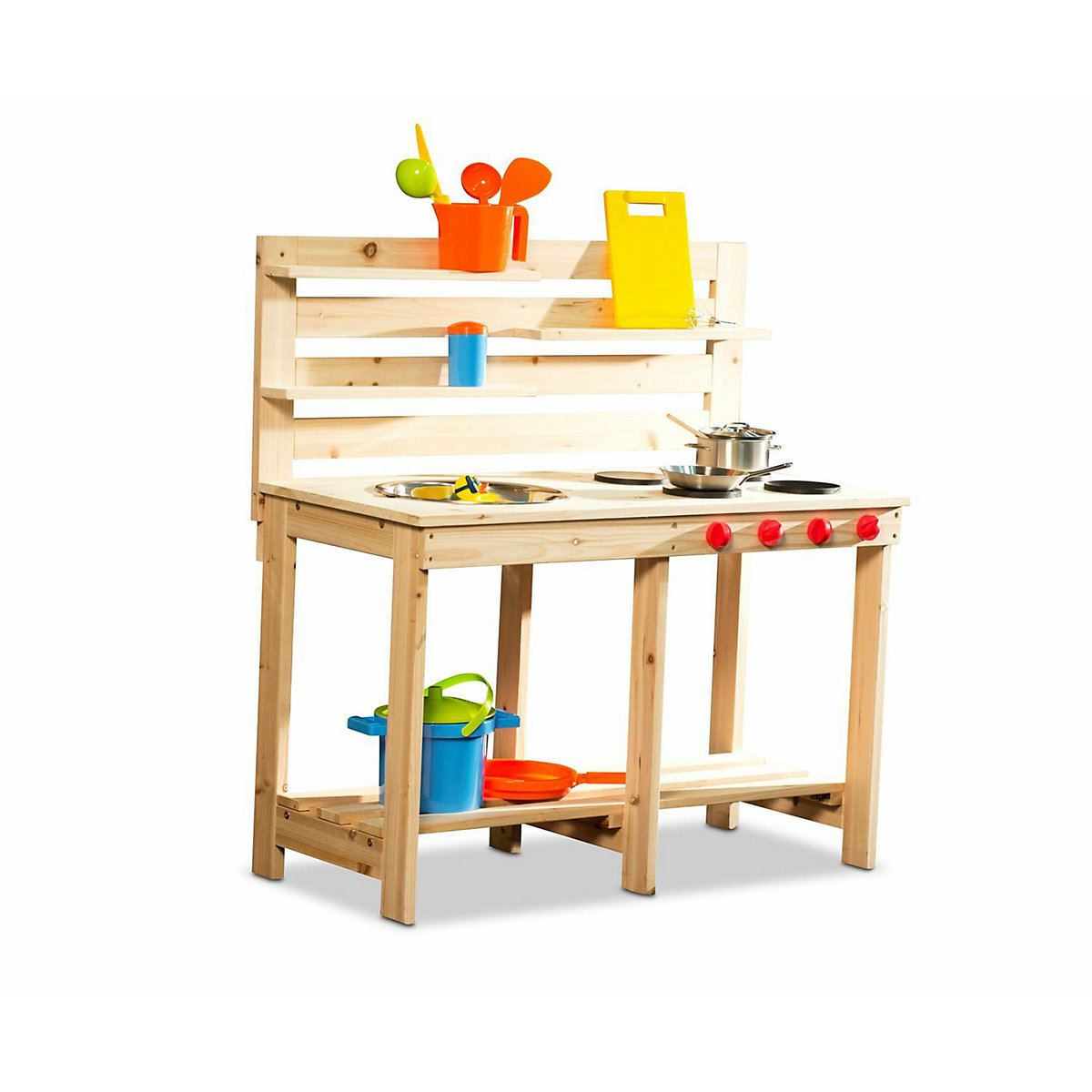 Matschküche aus Holz mit Zubehör