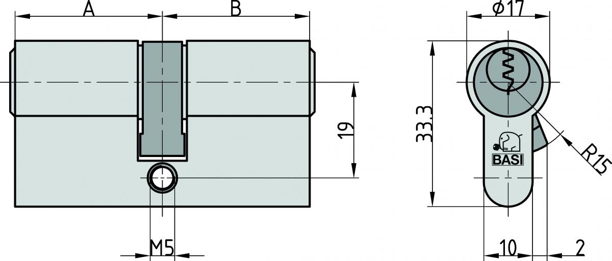 Basi AS - 35/35 mm Profil-Doppelzylinder, VS, Not- und Gefahrenfunktion