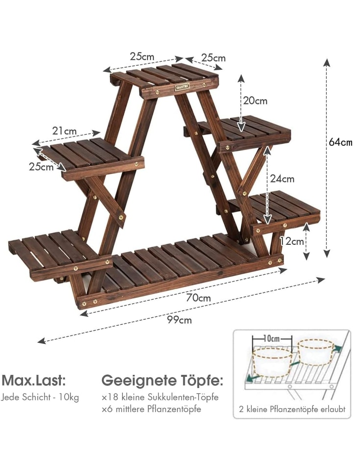 COSTWAY Garten-Pflanzenständer in Braun günstig kaufen onesize