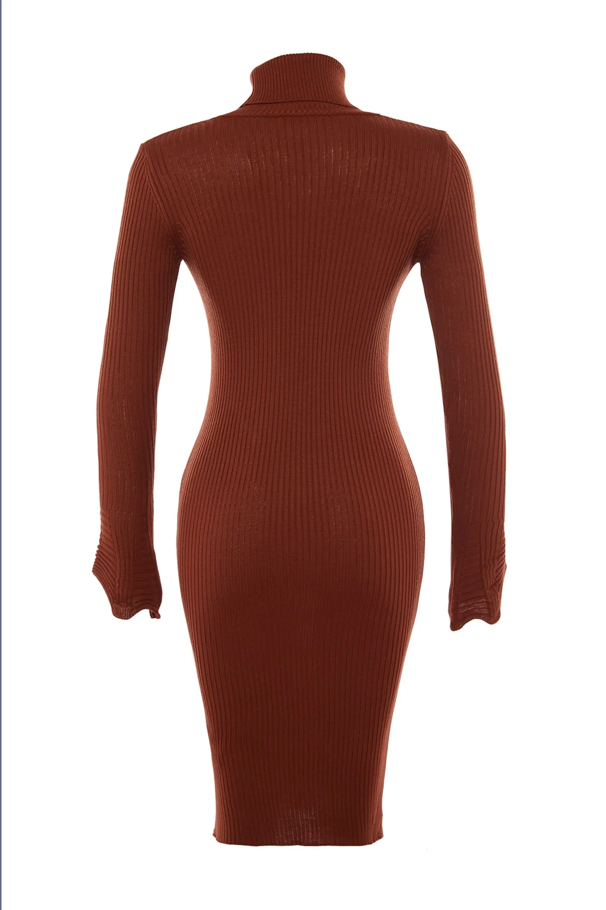 Trendyol Collection  Hellbraunes Strickkleid mit Rüschen und Volants TWOAW20YN0005
