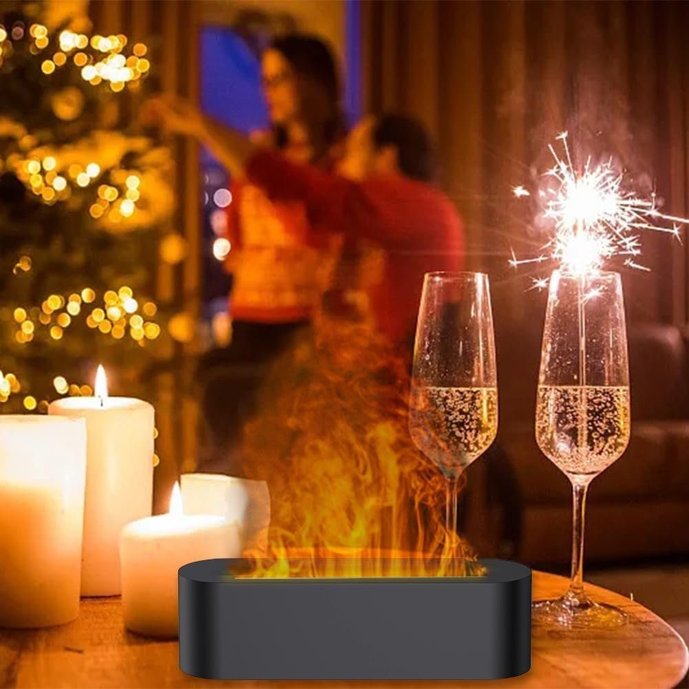 megadot Diffuser für Ätherische Öle,Metall Aroma Diffuser Flammeneffekt,Flame Diffuser, Luftbefeuchter mit flammeneffekt 3 in 1 Air Humidifier