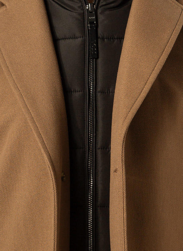 BOSS Black, Mantel, Slim Fit, Baumwolle, braun