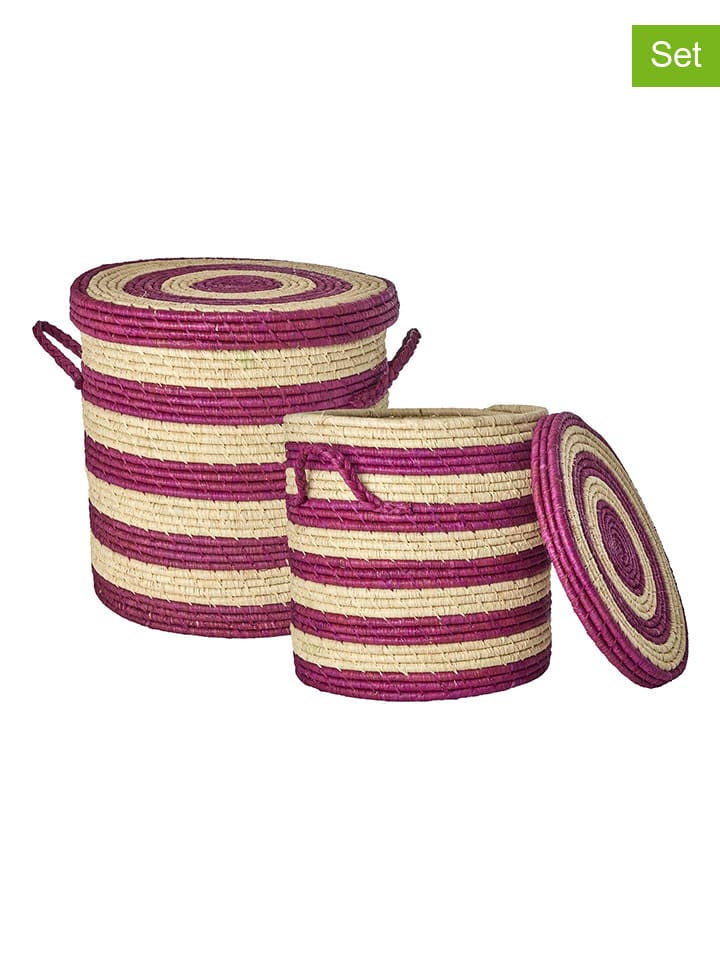 Rice 2er-Set: Körbe in Beige/ Lila - (H)40 x Ø 42 cm günstig kaufen onesize