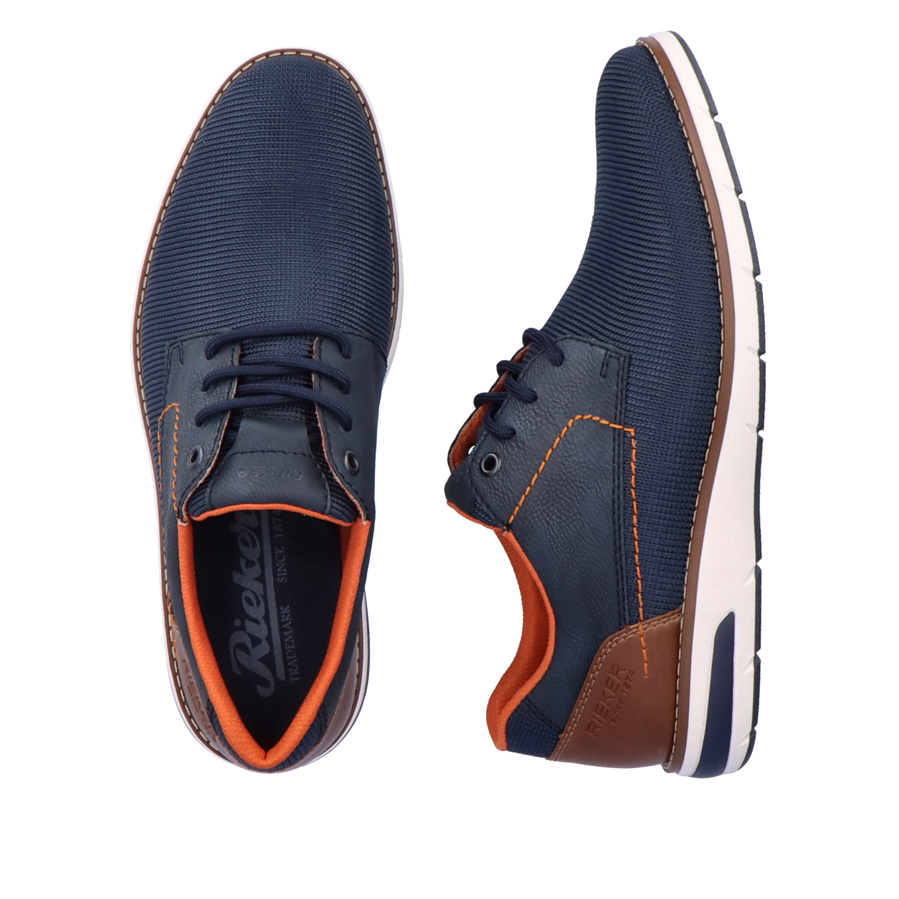 Rieker Herren Schnürschuhe marineblau-orange