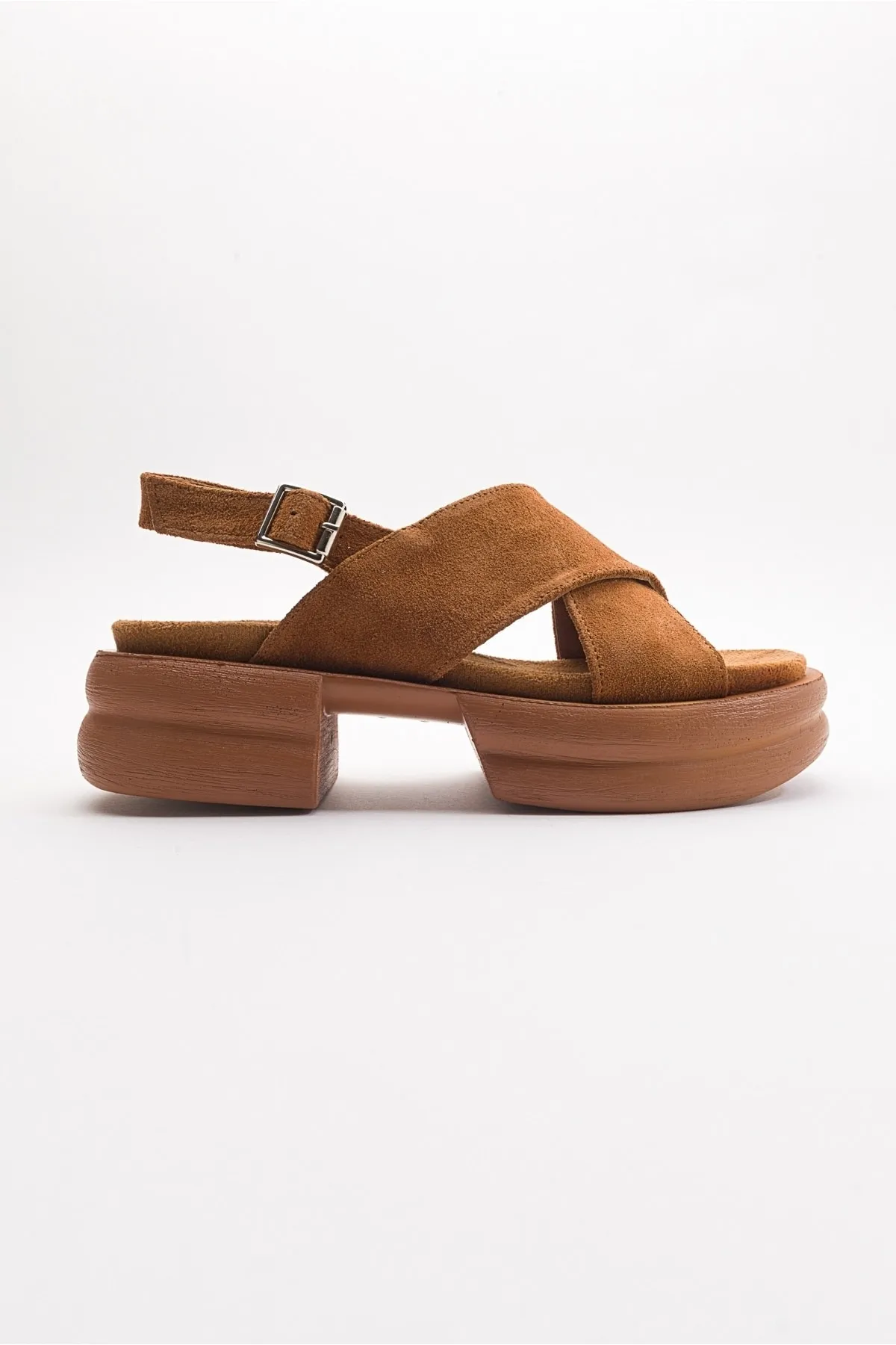 LuviShoes  Die meisten Damensandalen aus braunem Wildleder und echtem Leder