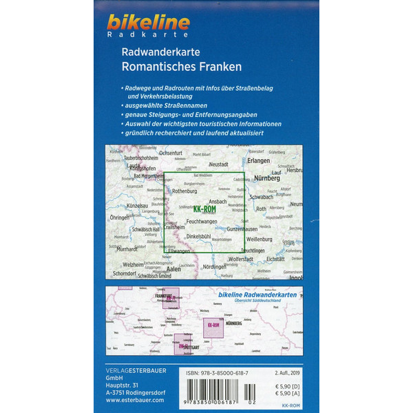 Radwanderkarte Romantisches Franken 1:60 000 - Fahrradkarte