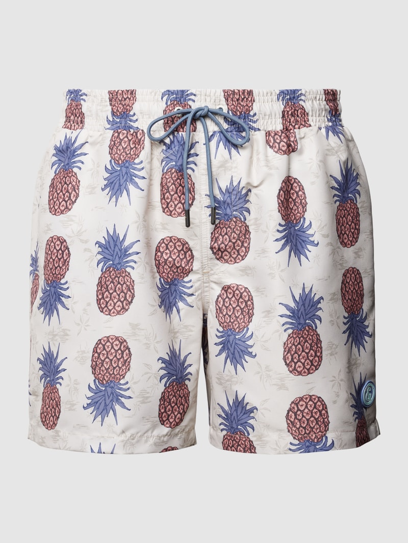 Badehose mit Allover-Muster in offwhite