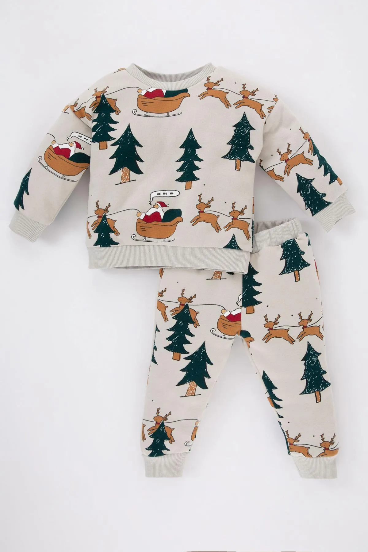 DeFacto  Dickes Sweatshirt-Jogginghose-Set mit Neujahrsmotiv für Babys im 2er-Set