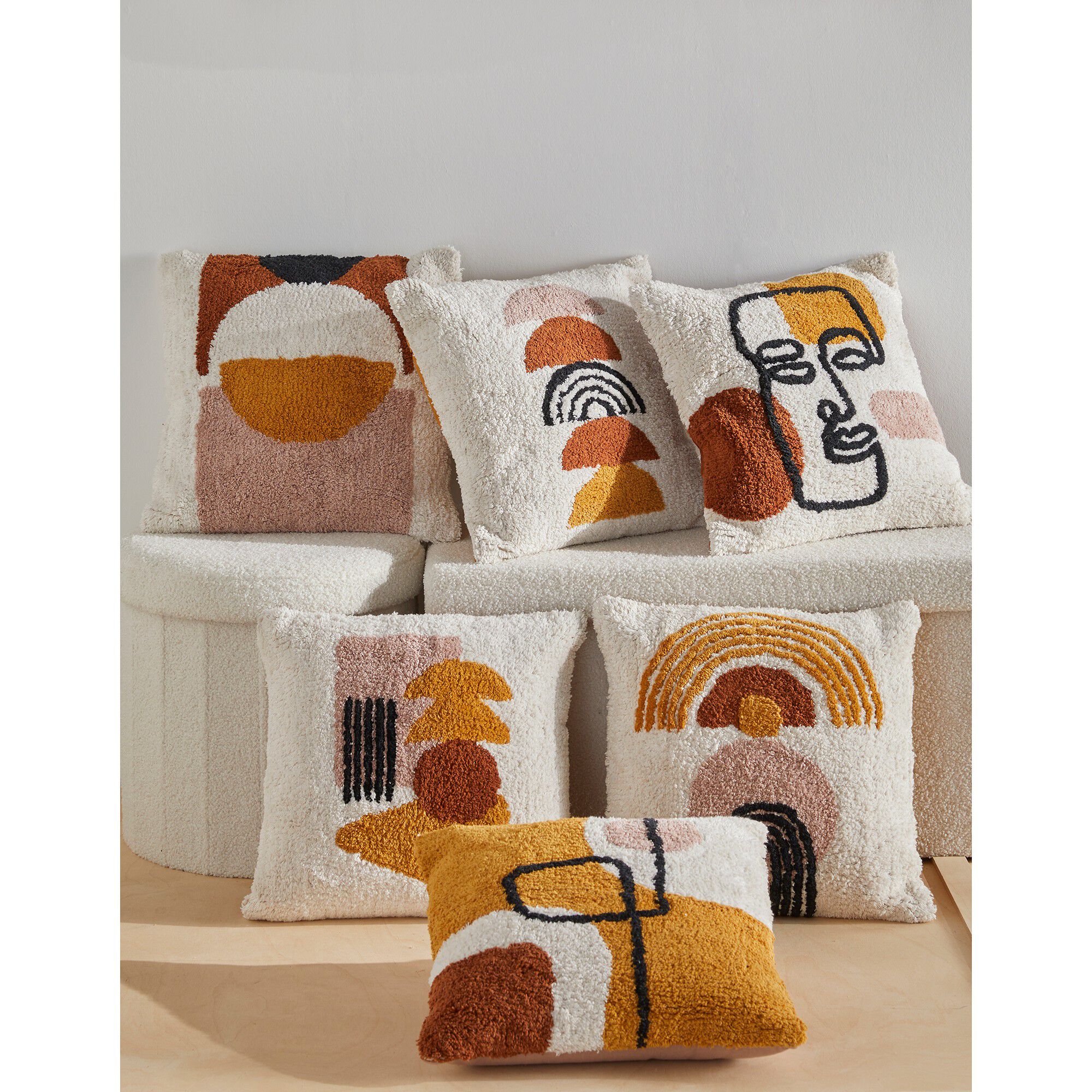 Coussin art-déco imprimé rétro tufté