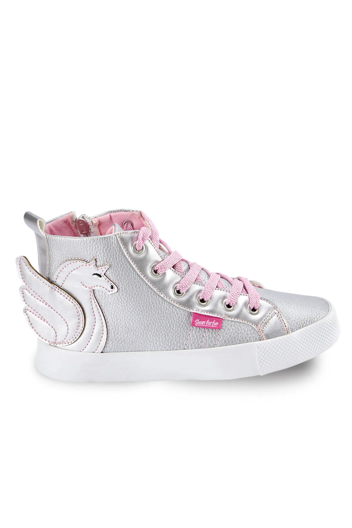 Denokids  Silberne Mädchen-Sneaker mit geflügeltem Einhorn