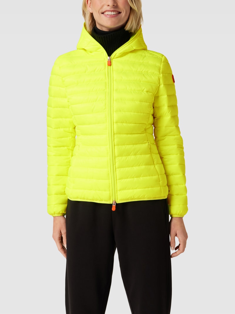 Steppjacke mit Label-Patch Modell 'KYLA' in neon gelb