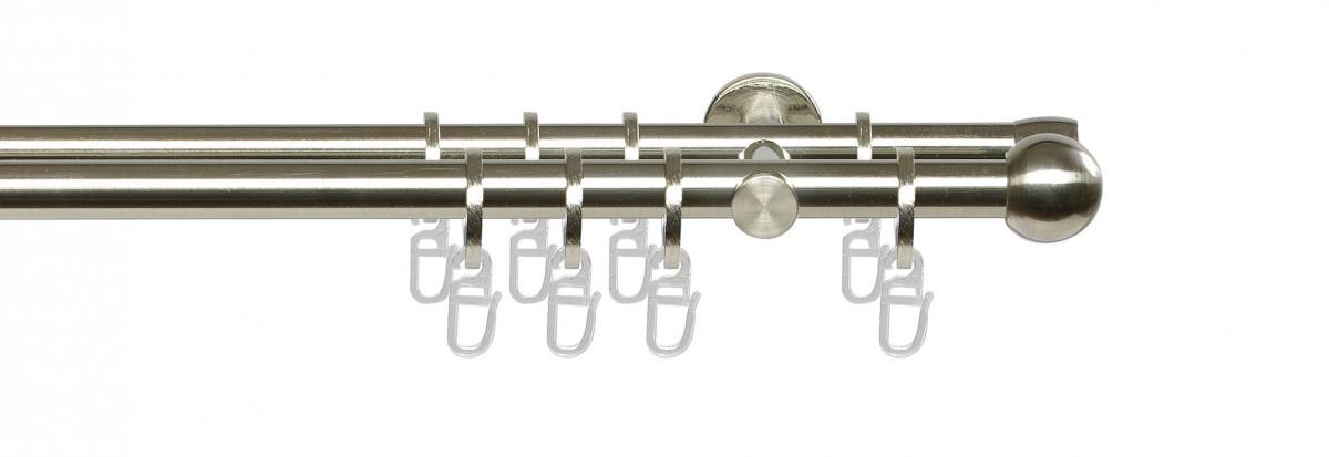 Bella Casa Stilgarnitur Gardinenstange Kugel 16 mm Ø, 160 cm, edelstahl-optik