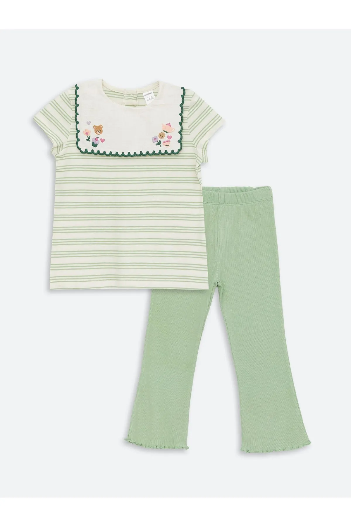 LC Waikiki  Kurzarm-Bluse und Leggings für Babys mit Rundhalsausschnitt, bestickt, 2er-Set