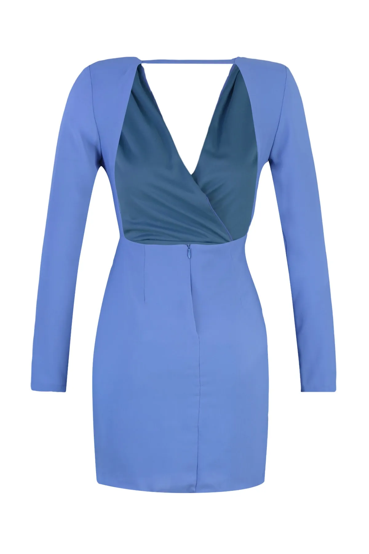 Trendyol Collection  Blaues, gestricktes, zweireihiges, elegantes Abendkleid TPRAW23EL00260