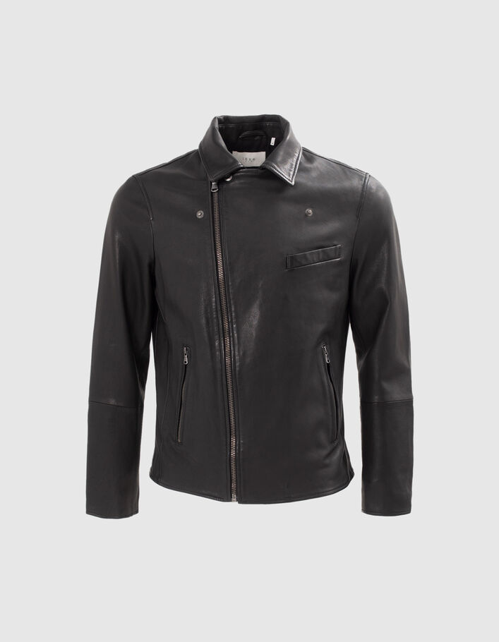 Blouson noir cuir esprit motard Homme