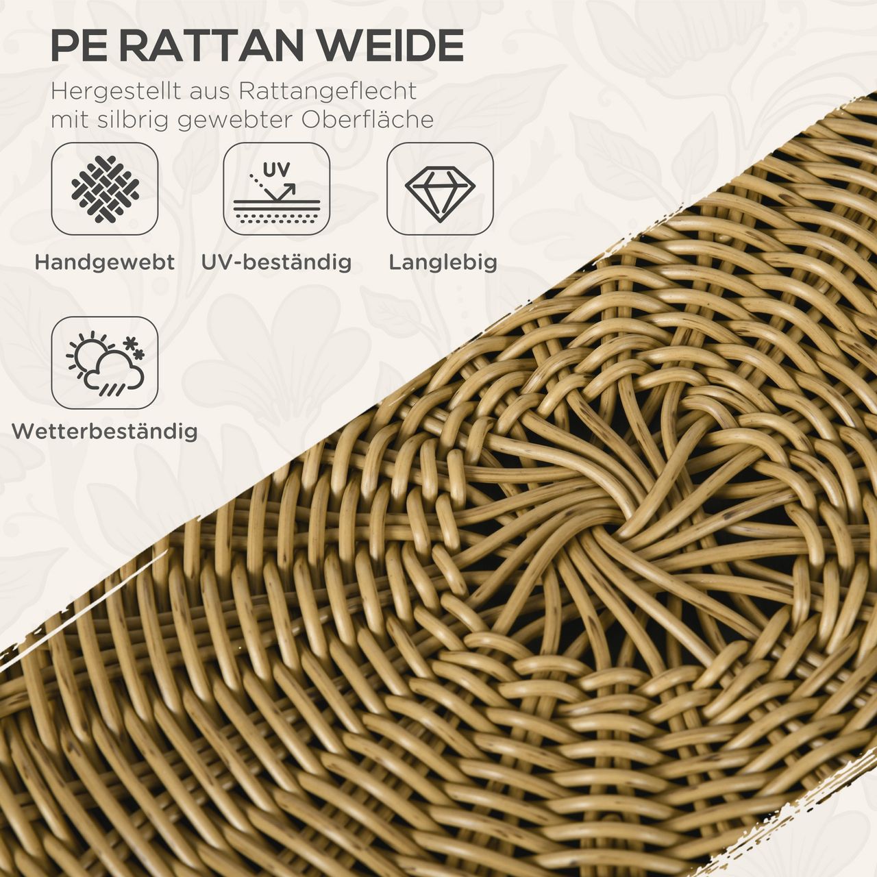 Outsunny 5 tlg. Rattan Gartenmöbel-Set, Gartengarnitur Sitzgruppe mit Kissen
