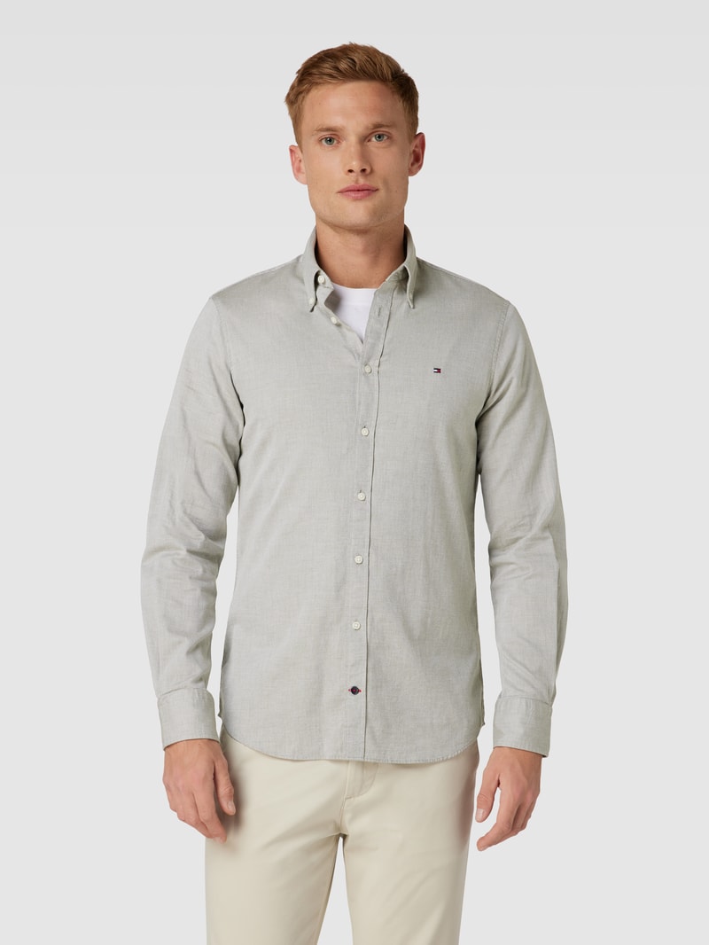 Slim Fit Business-Hemd mit Button-Down-Kragen in grün