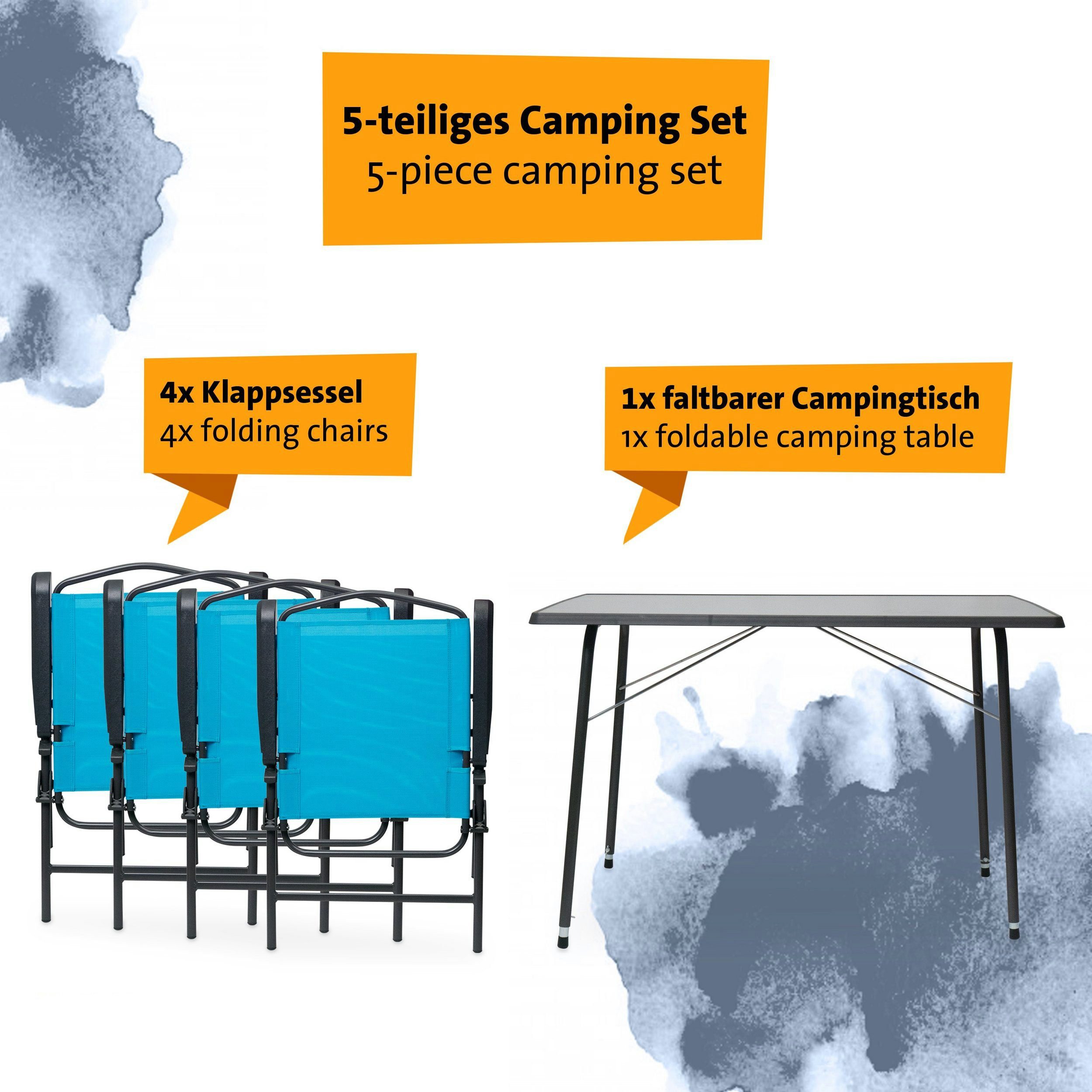 CAMPAIR Campingtisch Campingmöbel-Set Caravan 5-teilig Tisch mit 4 Klappstühlen (5-St)