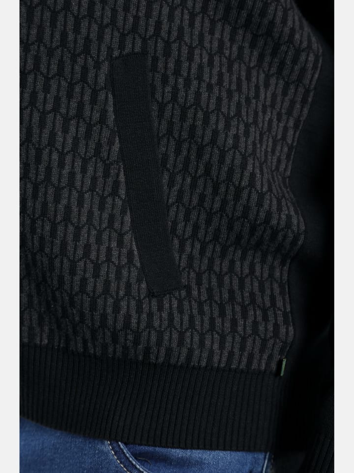 Charles Colby Strickjacke DUKE RONAN in schwarz gemustert günstig kaufen XXL