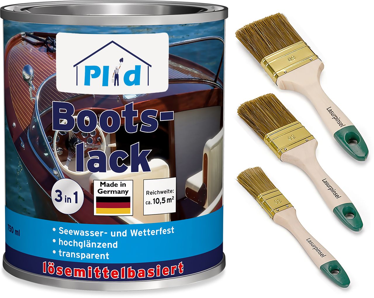 Plid Premium Bootslack Klarlack Parkettlack Holzlack Anstreichset Farblos